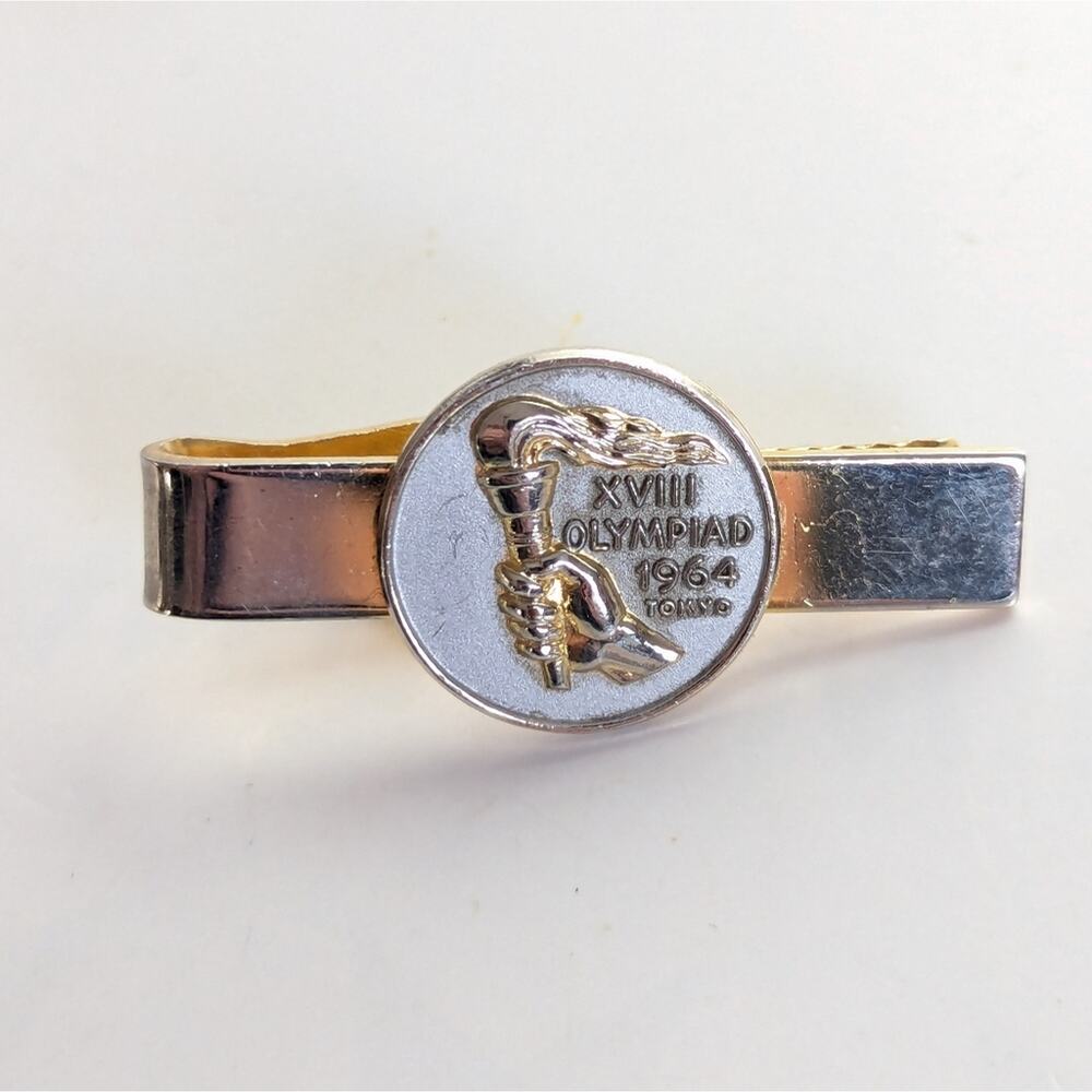 Vintage Hook Fast RI Gold Tone Original XVIII Olympiad 1964 Tokyo Tie Bar Clasp